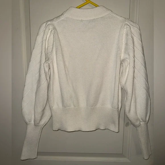 French Connection Balloon Sleeve Cropped Sweater Cream Size Small Small - Picture 4 of 9